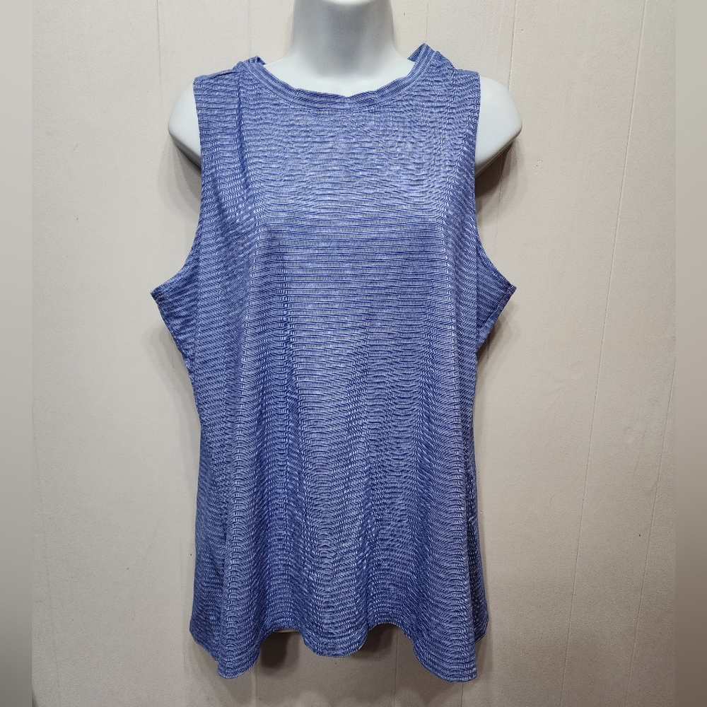 Athletic Works Tank Top XL 16 18 Blue Striped Workout Casual C160
